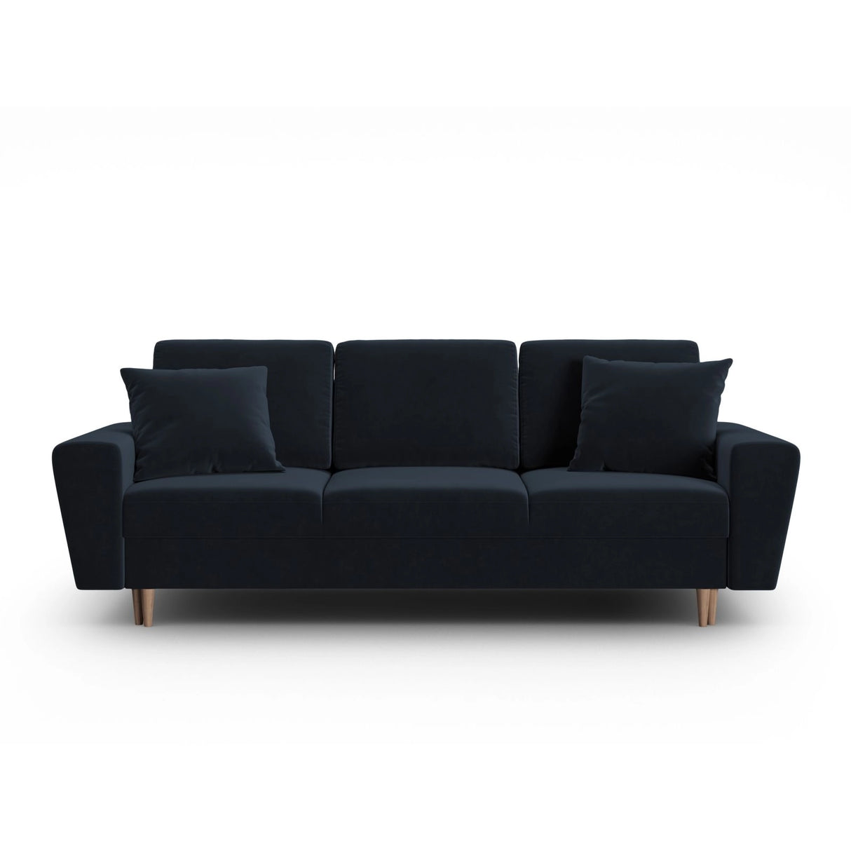 Kyoto 3-Sitzer Sofa mit Schlaffunktion und Stauraum, aus Samt in Dunkelblau (Riviera 79), 235x100x88 cm von Cosmopolitan Design – Bild 1