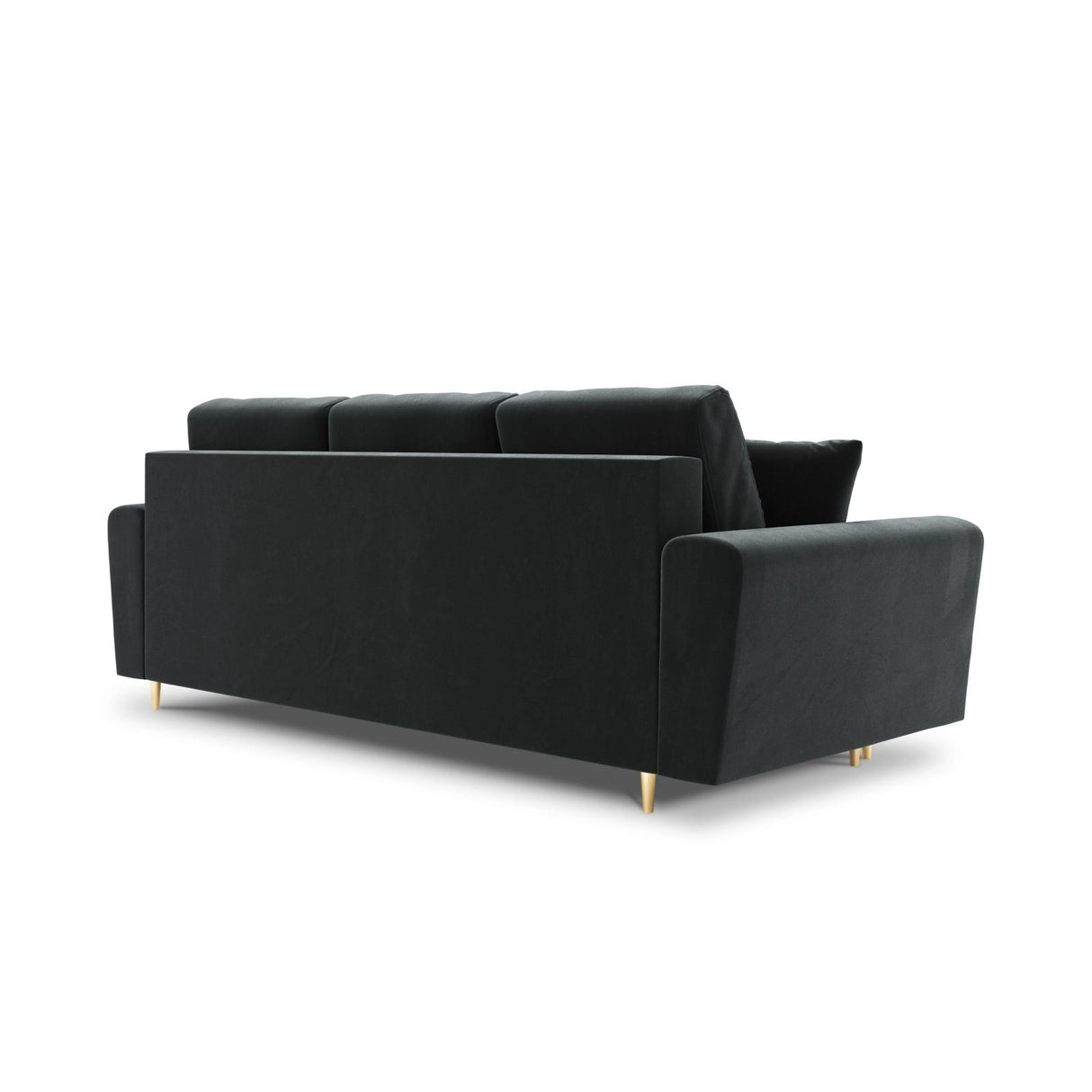 Kyoto 3-Sitzer Sofa mit Schlaffunktion und Stauraum, aus Samt in Dunkelgrau (Riviera 95), 235x100x88 cm von Cosmopolitan Design – Bild 4