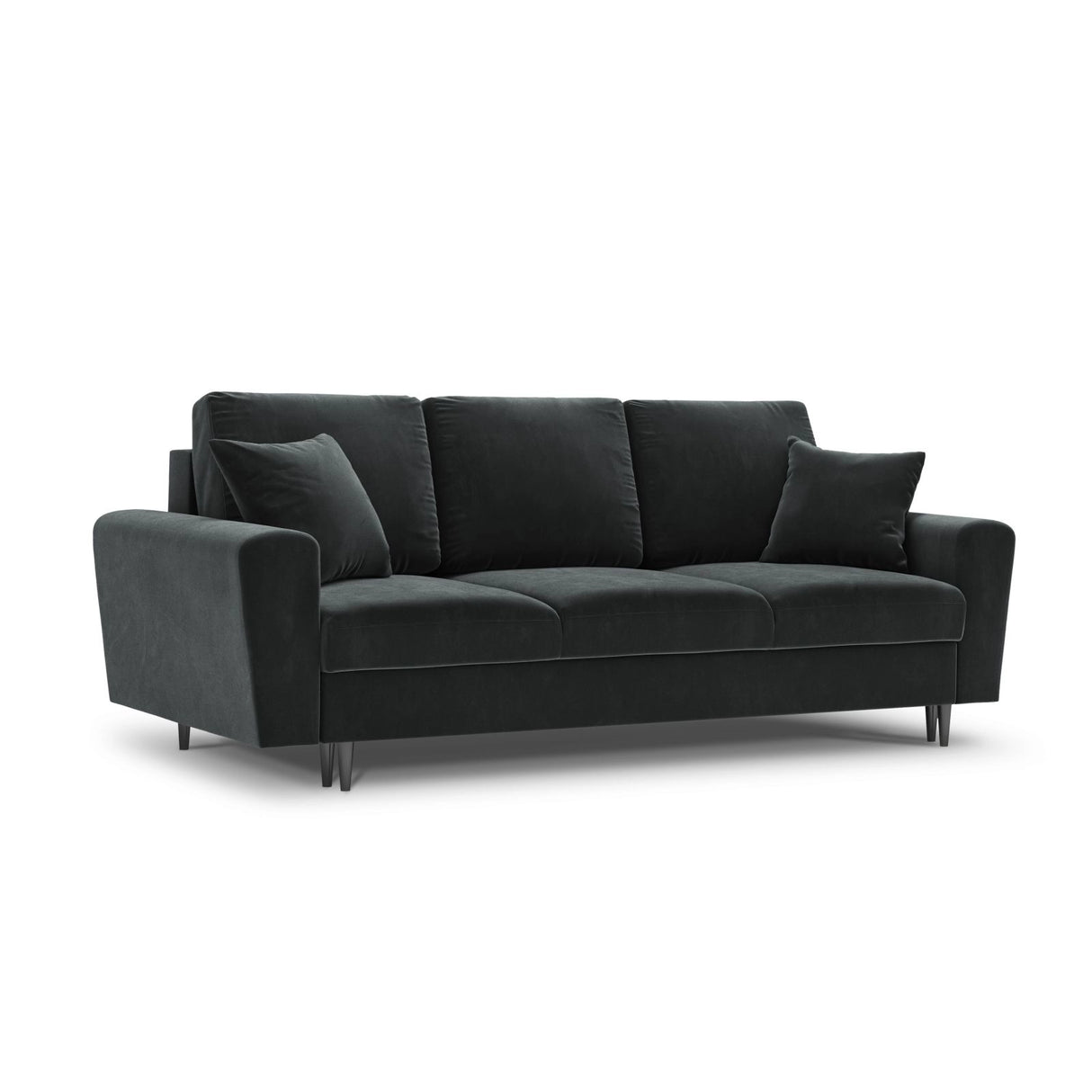 Kyoto 3-Sitzer Sofa mit Schlaffunktion und Stauraum, aus Samt in Dunkelgrau (Riviera 95), 235x100x88 cm von Cosmopolitan Design – Bild 1