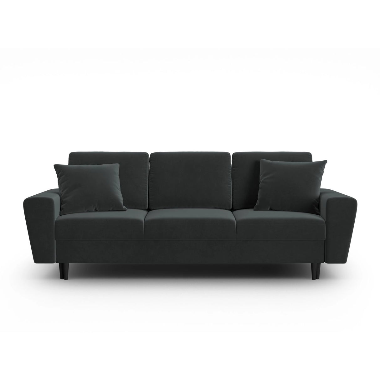 Kyoto 3-Sitzer Sofa mit Schlaffunktion und Stauraum, aus Samt in Dunkelgrau (Riviera 95), 235x100x88 cm von Cosmopolitan Design – Bild 1