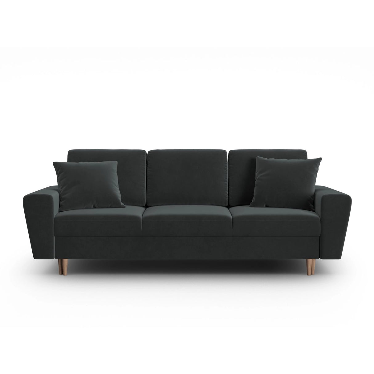 Kyoto 3-Sitzer Sofa mit Schlaffunktion und Stauraum, aus Samt in Dunkelgrau (Riviera 95), 235x100x88 cm von Cosmopolitan Design – Bild 1