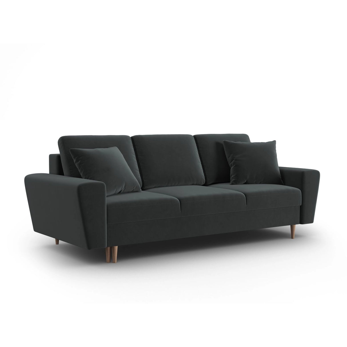 Kyoto 3-Sitzer Sofa mit Schlaffunktion und Stauraum, aus Samt in Dunkelgrau (Riviera 95), 235x100x88 cm von Cosmopolitan Design – Bild 3