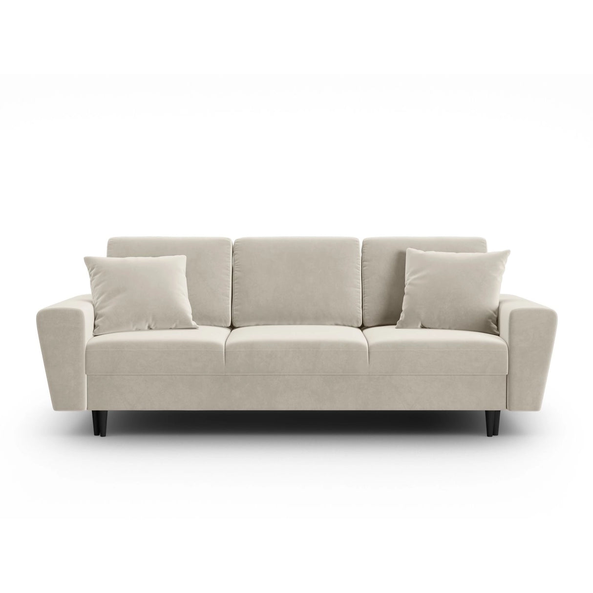 Kyoto 3-Sitzer Sofa mit Schlaffunktion und Stauraum, aus Samt in Hellbeige (Riviera 21), 235x100x88 cm von Cosmopolitan Design – Bild 1
