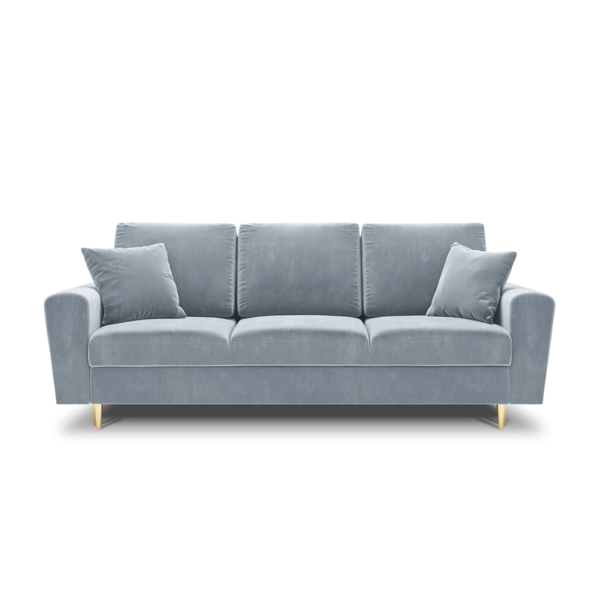 Kyoto 3-Sitzer Sofa mit Schlaffunktion und Stauraum, aus Samt in Hellblau (Riviera 80), 235x100x88 cm von Cosmopolitan Design – Bild 3