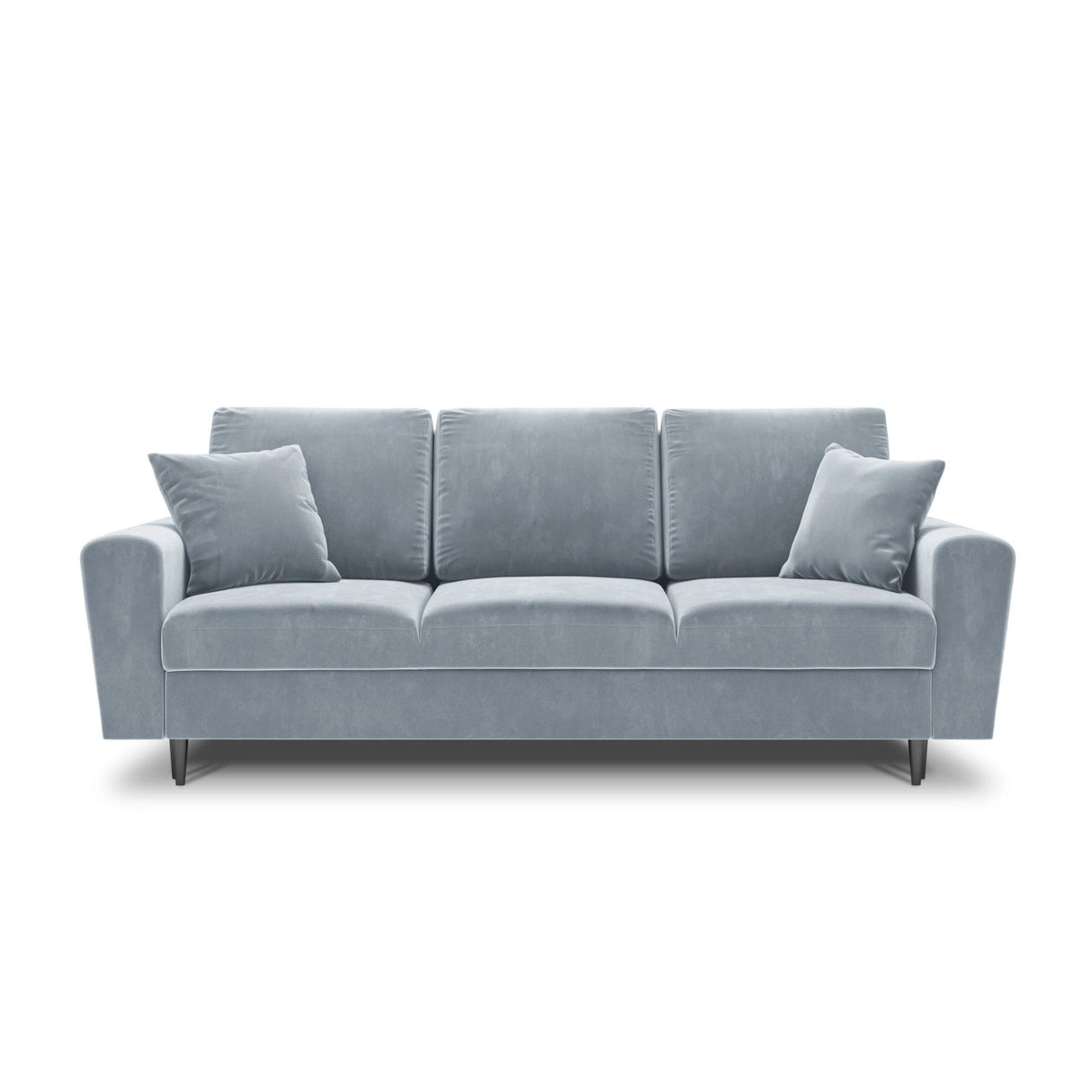 Kyoto 3-Sitzer Sofa mit Schlaffunktion und Stauraum, aus Samt in Hellblau (Riviera 80), 235x100x88 cm von Cosmopolitan Design – Bild 3