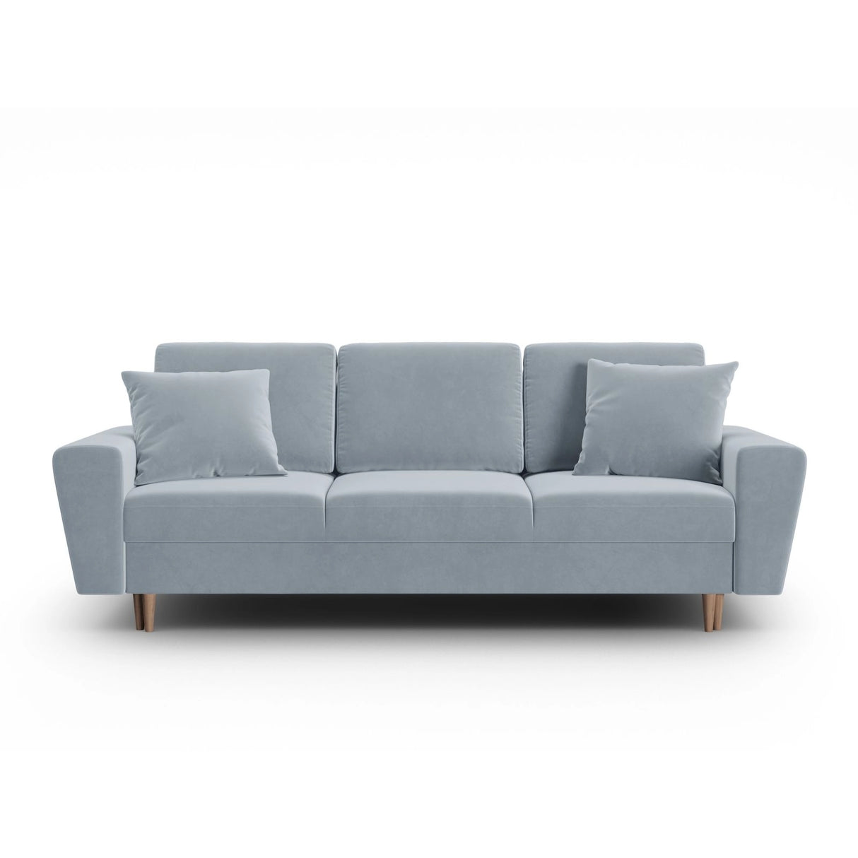Kyoto 3-Sitzer Sofa mit Schlaffunktion und Stauraum, aus Samt in Hellblau (Riviera 80), 235x100x88 cm von Cosmopolitan Design – Bild 1