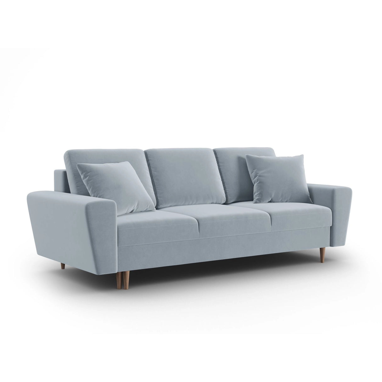 Kyoto 3-Sitzer Sofa mit Schlaffunktion und Stauraum, aus Samt in Hellblau (Riviera 80), 235x100x88 cm von Cosmopolitan Design – Bild 3