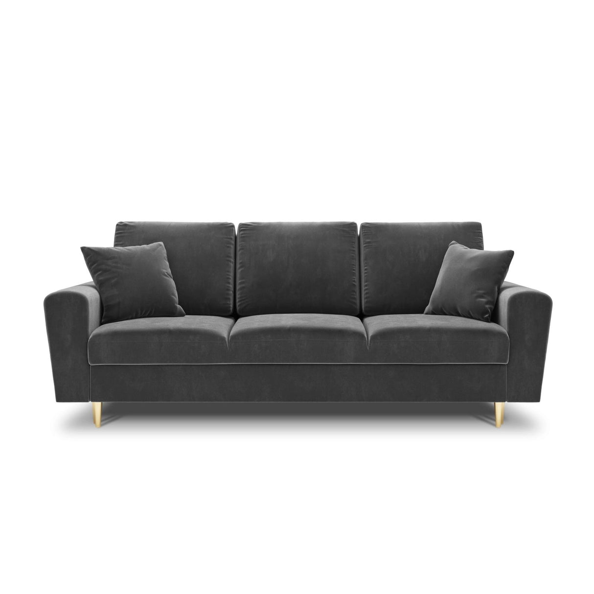 Kyoto 3-Sitzer Sofa mit Schlaffunktion und Stauraum, aus Samt in Hellgrau (Riviera 91), 235x100x88 cm von Cosmopolitan Design – Bild 3