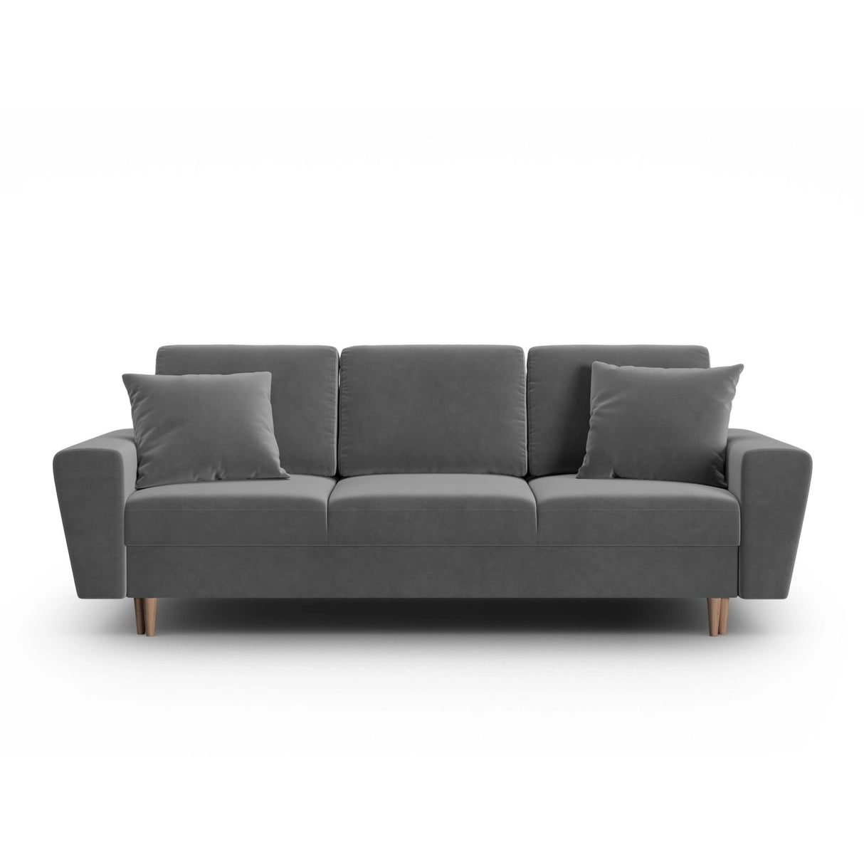 Kyoto 3-Sitzer Sofa mit Schlaffunktion und Stauraum, aus Samt in Hellgrau (Riviera 91), 235x100x88 cm von Cosmopolitan Design – Bild 1