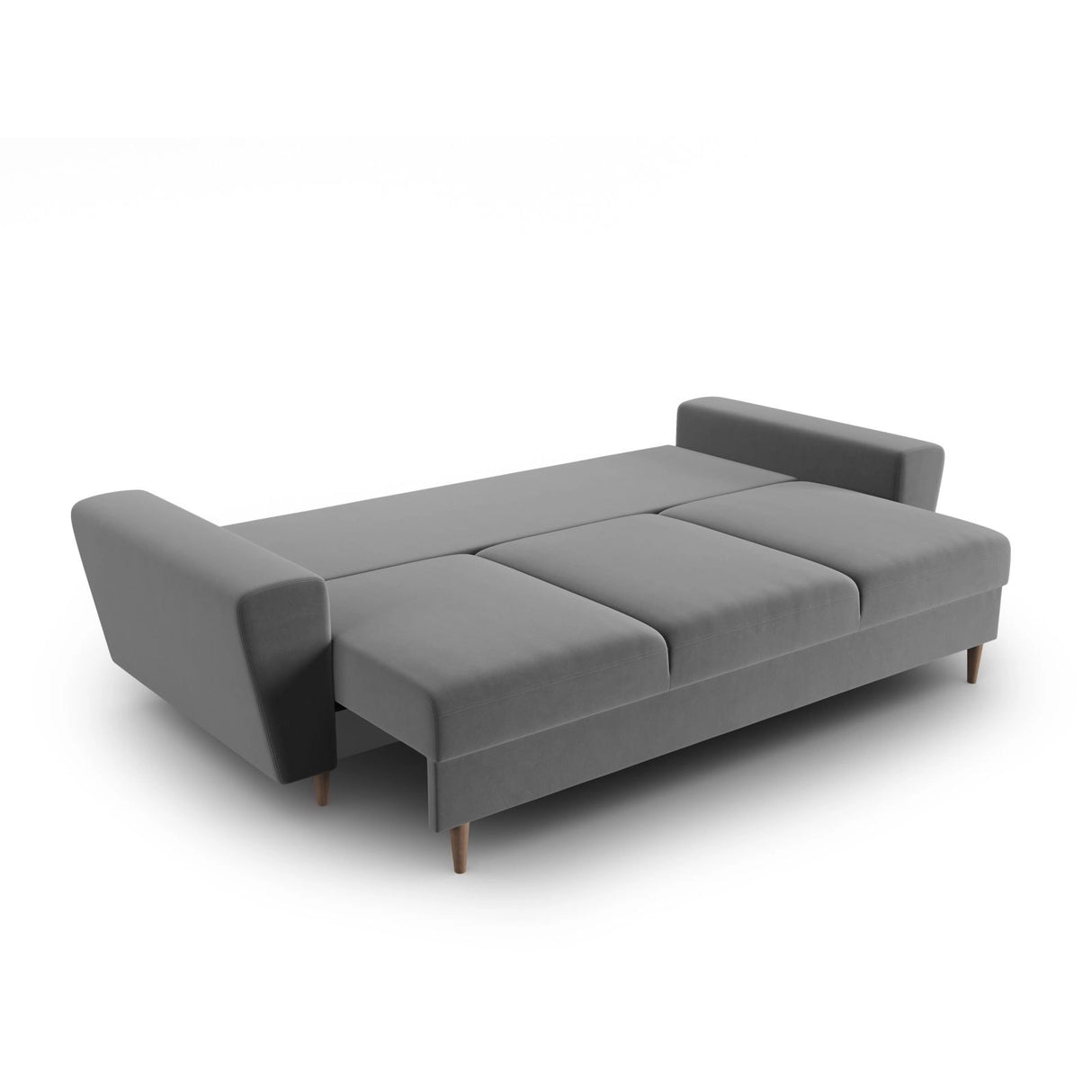 Kyoto 3-Sitzer Sofa mit Schlaffunktion und Stauraum, aus Samt in Hellgrau (Riviera 91), 235x100x88 cm von Cosmopolitan Design – Bild 5