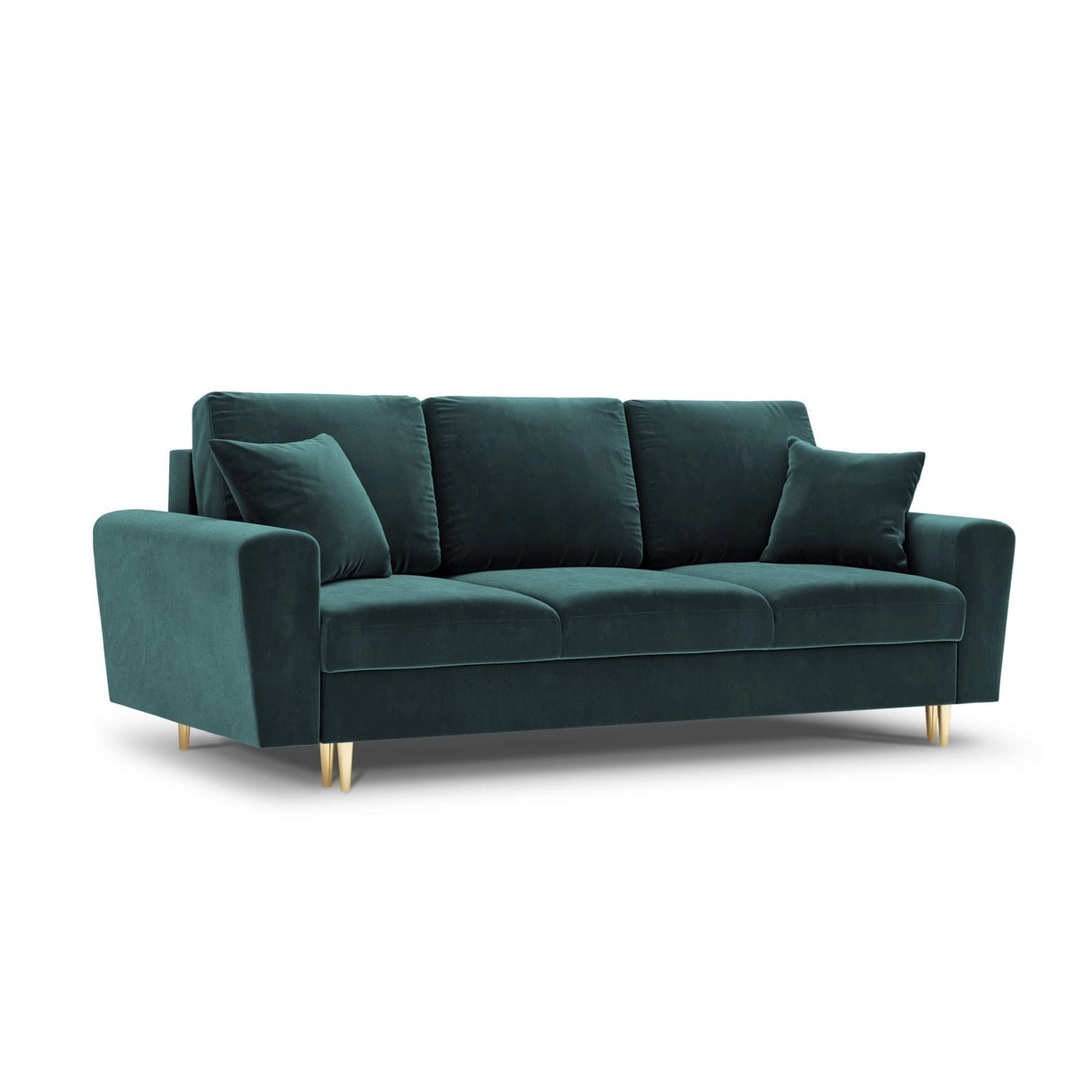 Kyoto 3-Sitzer Sofa mit Schlaffunktion und Stauraum, aus Samt in Petrol (Riviera 87), 235x100x88 cm von Cosmopolitan Design – Bild 1