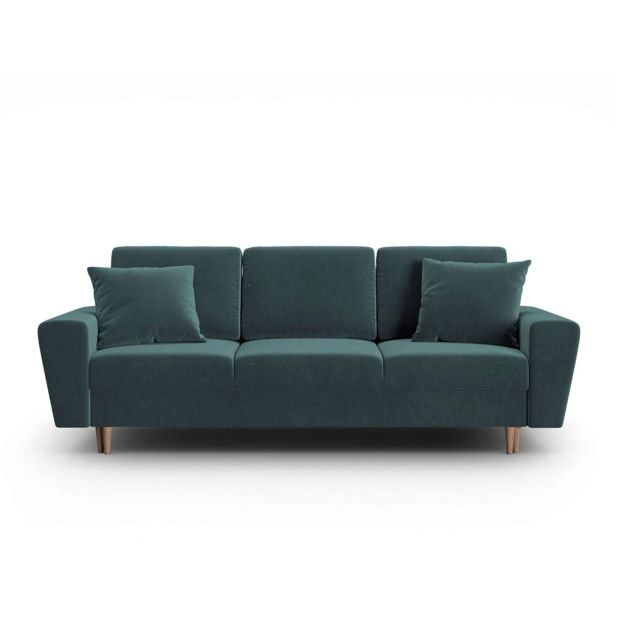 Kyoto 3-Sitzer Sofa mit Schlaffunktion und Stauraum, aus Samt in Petrol (Riviera 87), 235x100x88 cm von Cosmopolitan Design – Bild 1
