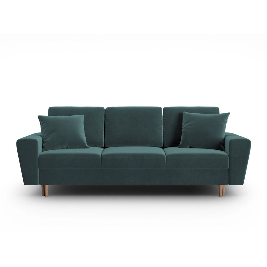 Kyoto 3-Sitzer Sofa mit Schlaffunktion und Stauraum, aus Samt in Petrol (Riviera 87), 235x100x88 cm von Cosmopolitan Design – Bild 1