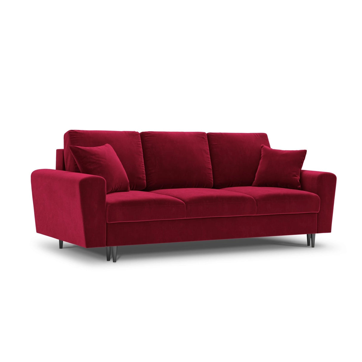 Kyoto 3-Sitzer Sofa mit Schlaffunktion und Stauraum, aus Samt in Rot (Riviera 61), 235x100x88 cm von Cosmopolitan Design – Bild 1