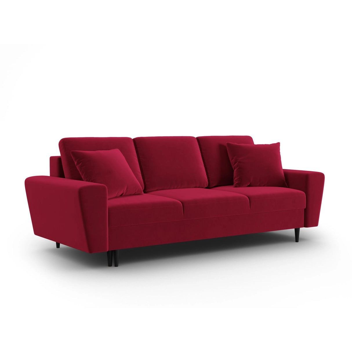 Kyoto 3-Sitzer Sofa mit Schlaffunktion und Stauraum, aus Samt in Rot (Riviera 61), 235x100x88 cm von Cosmopolitan Design – Bild 3