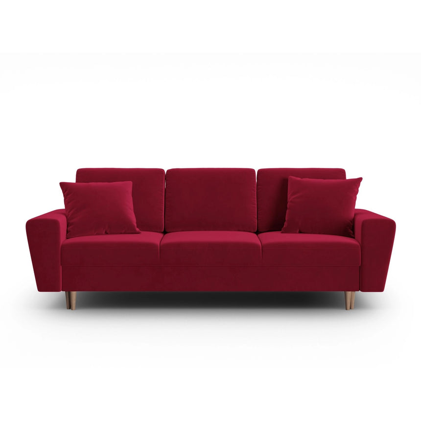 Kyoto 3-Sitzer Sofa mit Schlaffunktion und Stauraum, aus Samt in Rot (Riviera 61), 235x100x88 cm von Cosmopolitan Design – Bild 1