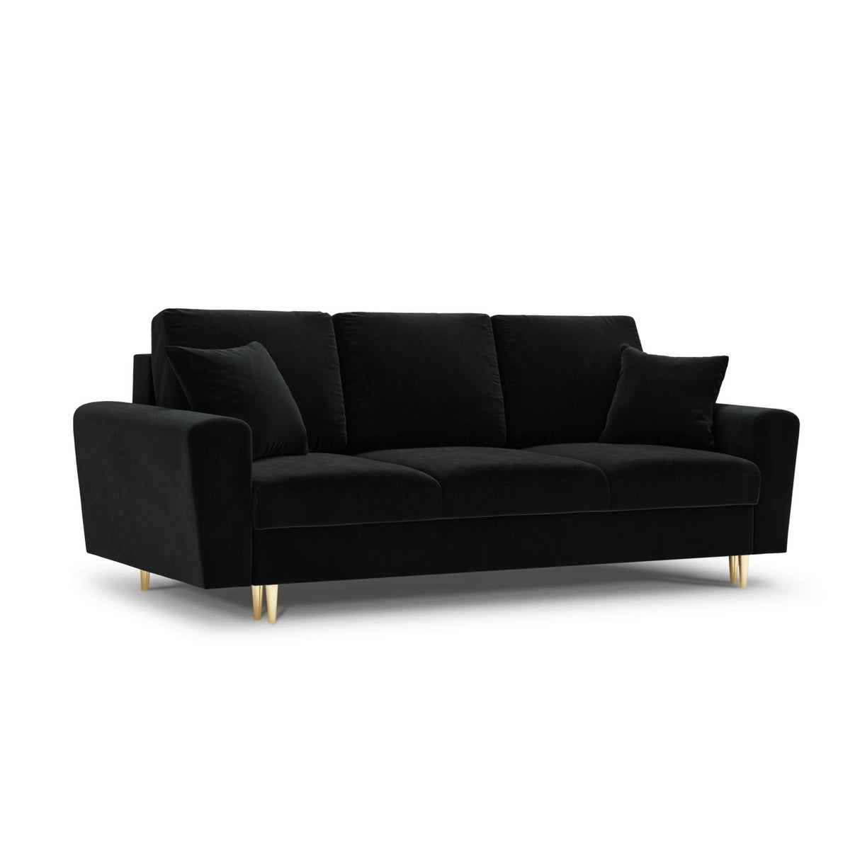 Kyoto 3-Sitzer Sofa mit Schlaffunktion und Stauraum, aus Samt in Schwarz (Riviera 100), 235x100x88 cm von Cosmopolitan Design – Bild 1