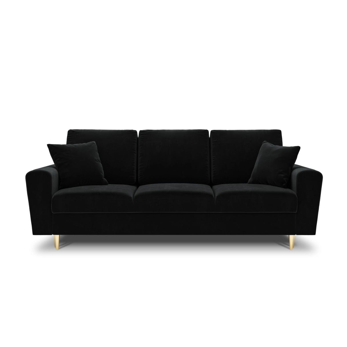 Kyoto 3-Sitzer Sofa mit Schlaffunktion und Stauraum, aus Samt in Schwarz (Riviera 100), 235x100x88 cm von Cosmopolitan Design – Bild 3