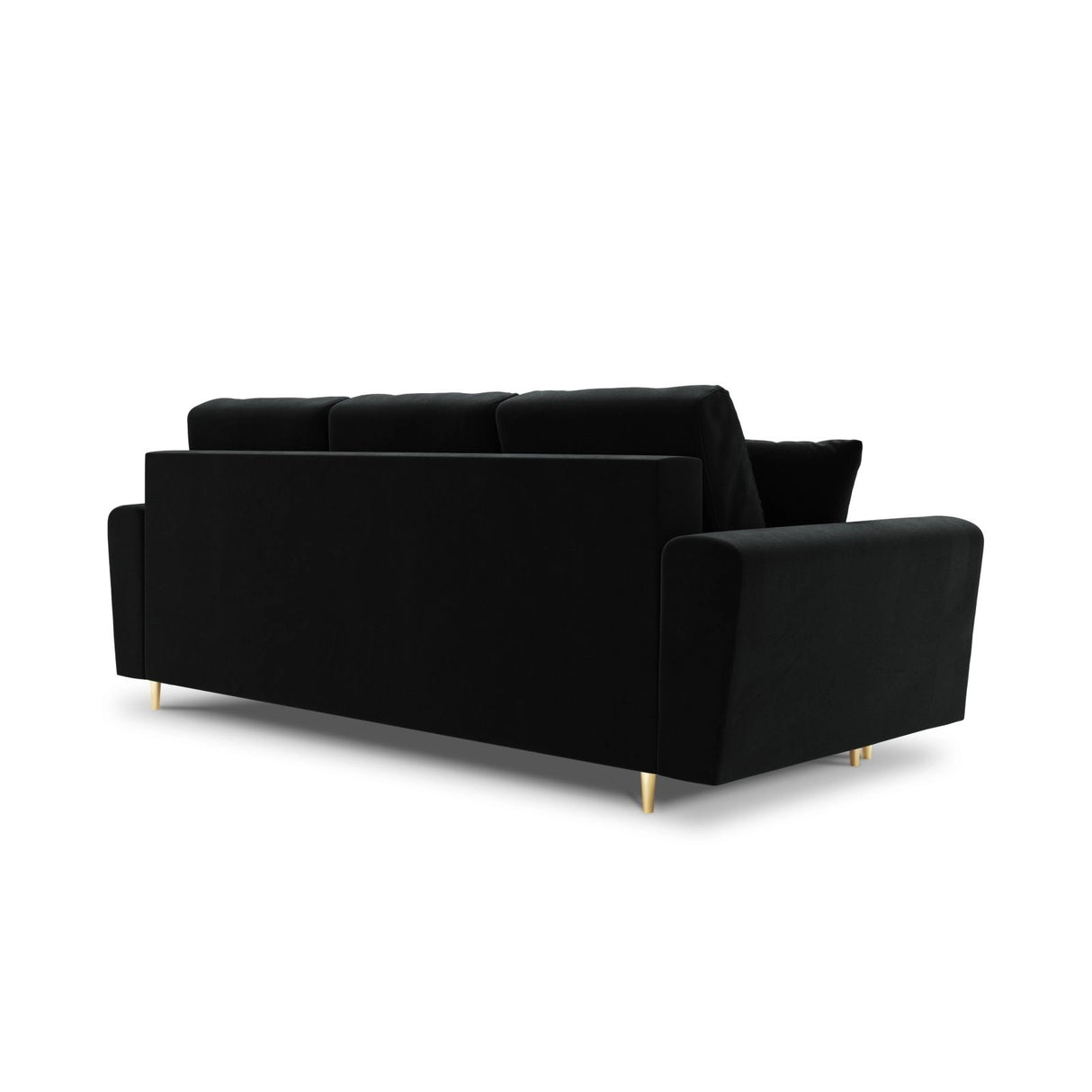 Kyoto 3-Sitzer Sofa mit Schlaffunktion und Stauraum, aus Samt in Schwarz (Riviera 100), 235x100x88 cm von Cosmopolitan Design – Bild 4