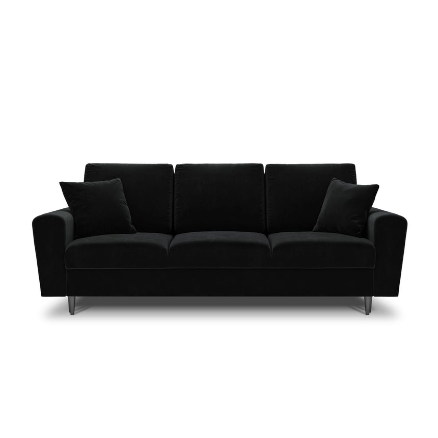 Kyoto 3-Sitzer Sofa mit Schlaffunktion und Stauraum, aus Samt in Schwarz (Riviera 100), 235x100x88 cm von Cosmopolitan Design – Bild 3