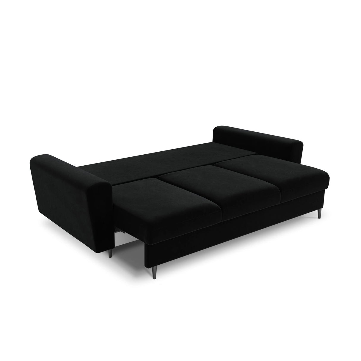 Kyoto 3-Sitzer Sofa mit Schlaffunktion und Stauraum, aus Samt in Schwarz (Riviera 100), 235x100x88 cm von Cosmopolitan Design – Bild 5