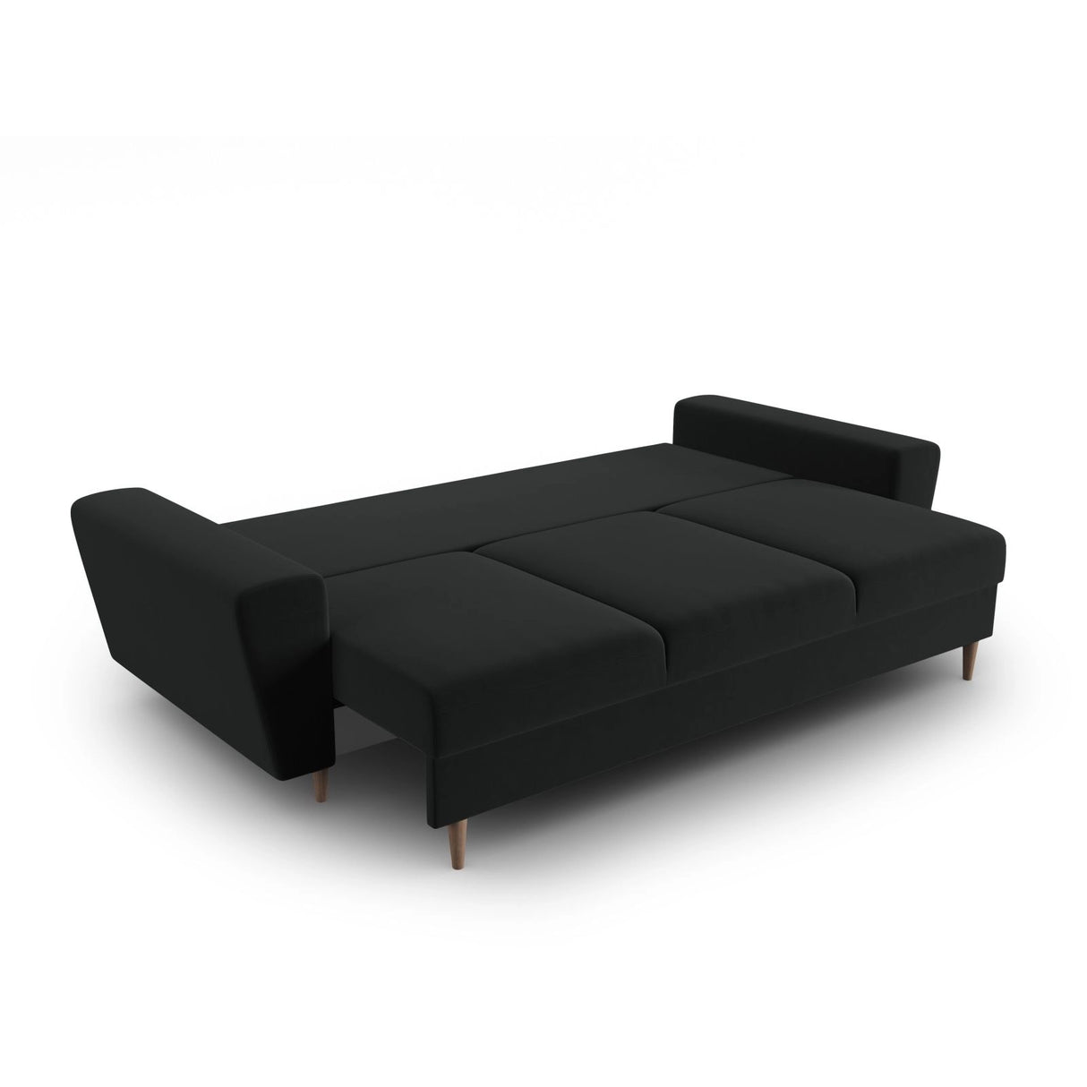 Kyoto 3-Sitzer Sofa mit Schlaffunktion und Stauraum, aus Samt in Schwarz (Riviera 100), 235x100x88 cm von Cosmopolitan Design – Bild 5