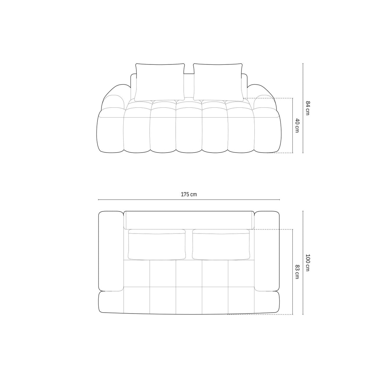 Linz 2-Sitzer Sofa aus Samt in Tiefes Petrol (Vogue 13), 175x100 cm von Cosmopolitan Design – Bild 3