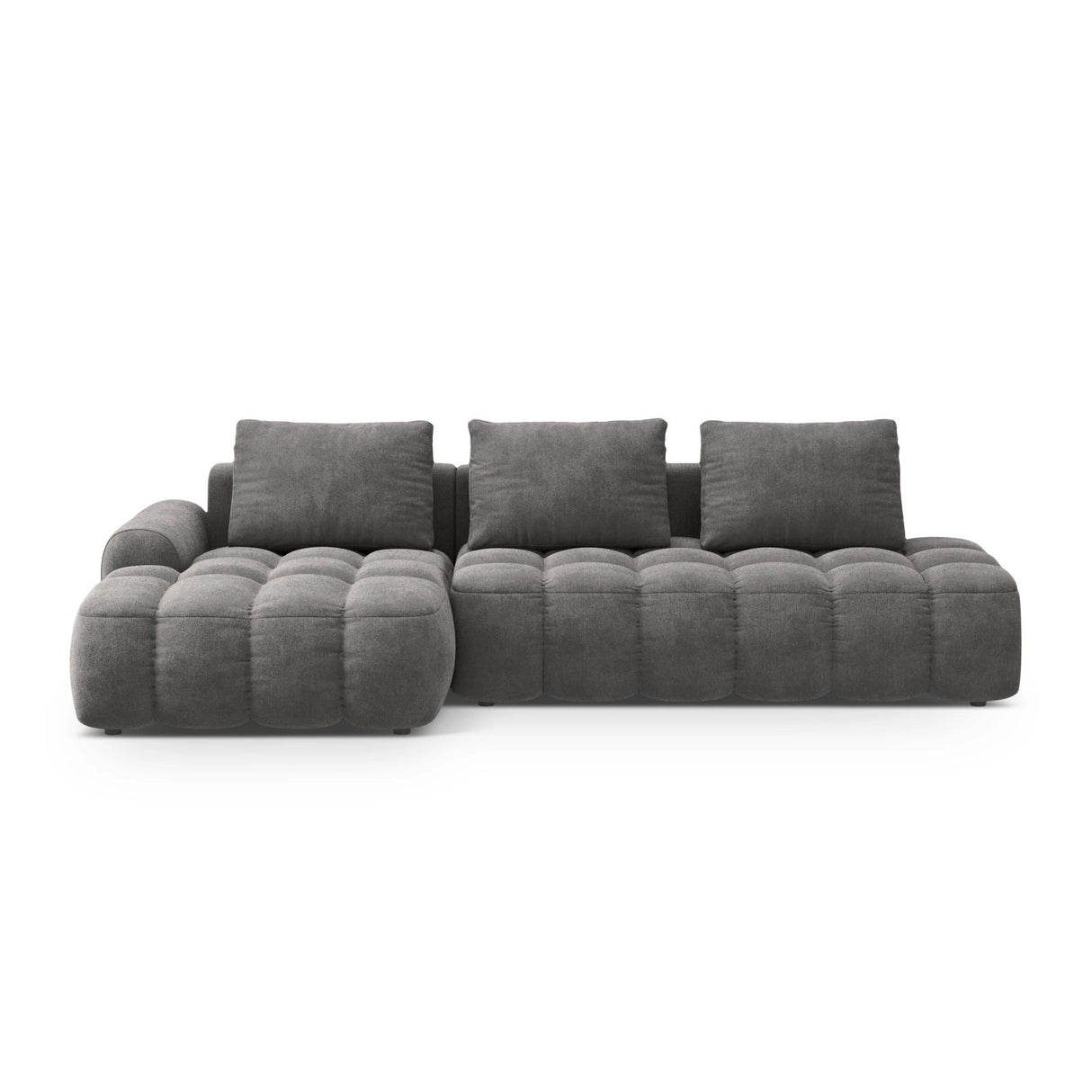 Linz 3-Sitzer Ecksofa mit Schlaffunktion, Linke Seite, aus Samt in Grau (Vogue 15), 275x142 cm von Cosmopolitan Design – Bild 1