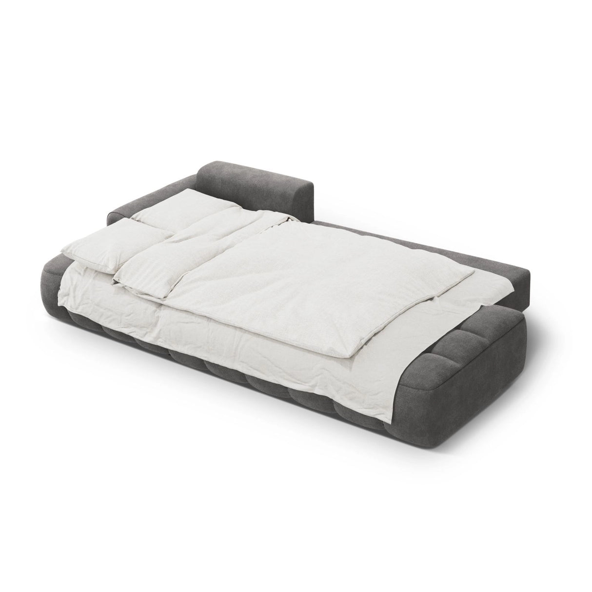 Linz 3-Sitzer Ecksofa mit Schlaffunktion, Linke Seite, aus Samt in Grau (Vogue 15), 275x142 cm von Cosmopolitan Design – Bild 6
