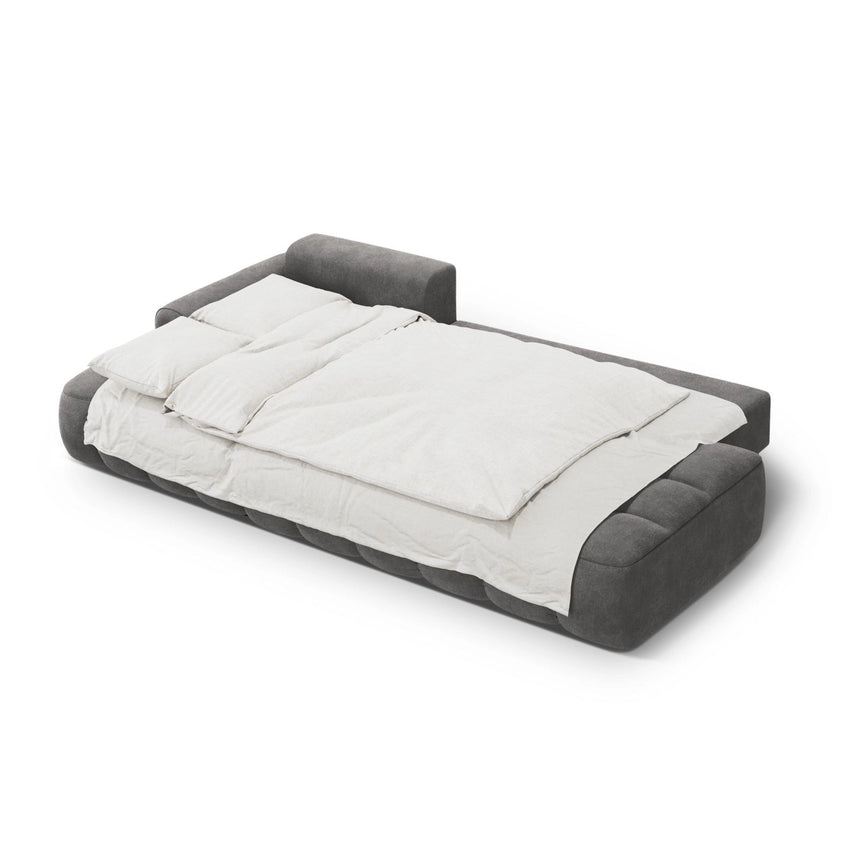 Linz 3-Sitzer Ecksofa mit Schlaffunktion, Linke Seite, aus Samt in Grau (Vogue 15), 275x142 cm von Cosmopolitan Design – Bild 6