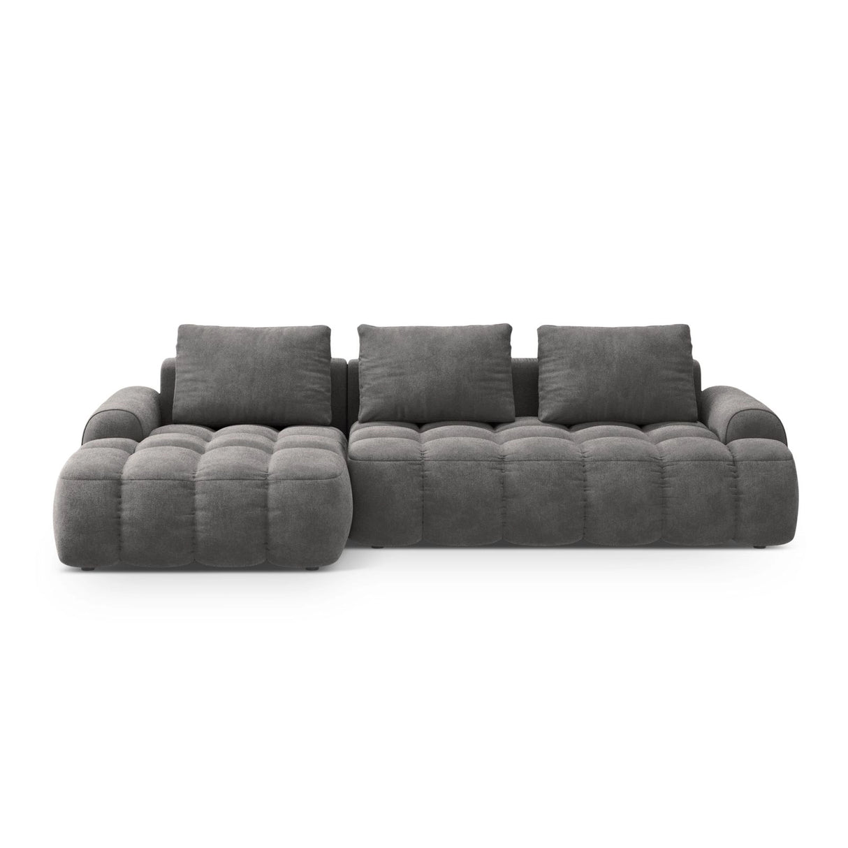 Linz 3-Sitzer Ecksofa mit Schlaffunktion, Linke Seite, aus Samt in Grau (Vogue 15), 275x142 cm von Cosmopolitan Design – Bild 1