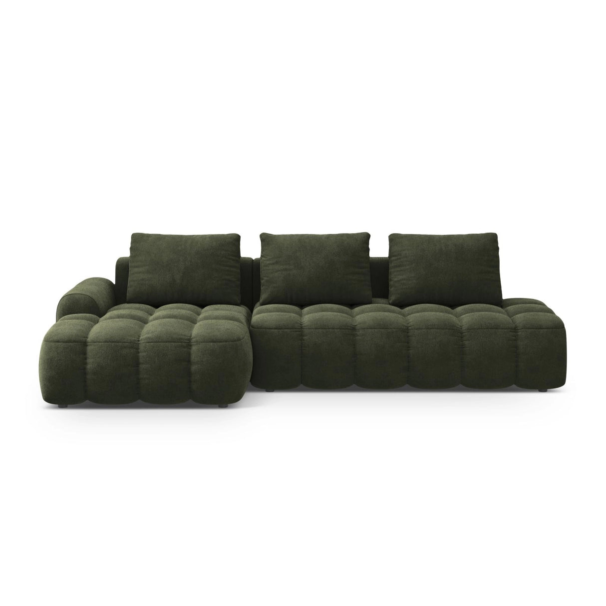 Linz 3-Sitzer Ecksofa mit Schlaffunktion, Linke Seite, aus Samt in Grün (Vogue 11), 275x142 cm von Cosmopolitan Design – Bild 1