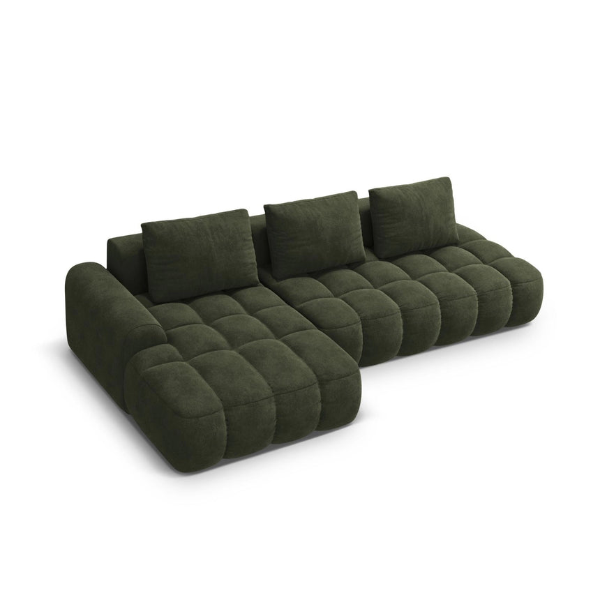 Linz 3-Sitzer Ecksofa mit Schlaffunktion, Linke Seite, aus Samt in Grün (Vogue 11), 275x142 cm von Cosmopolitan Design – Bild 5