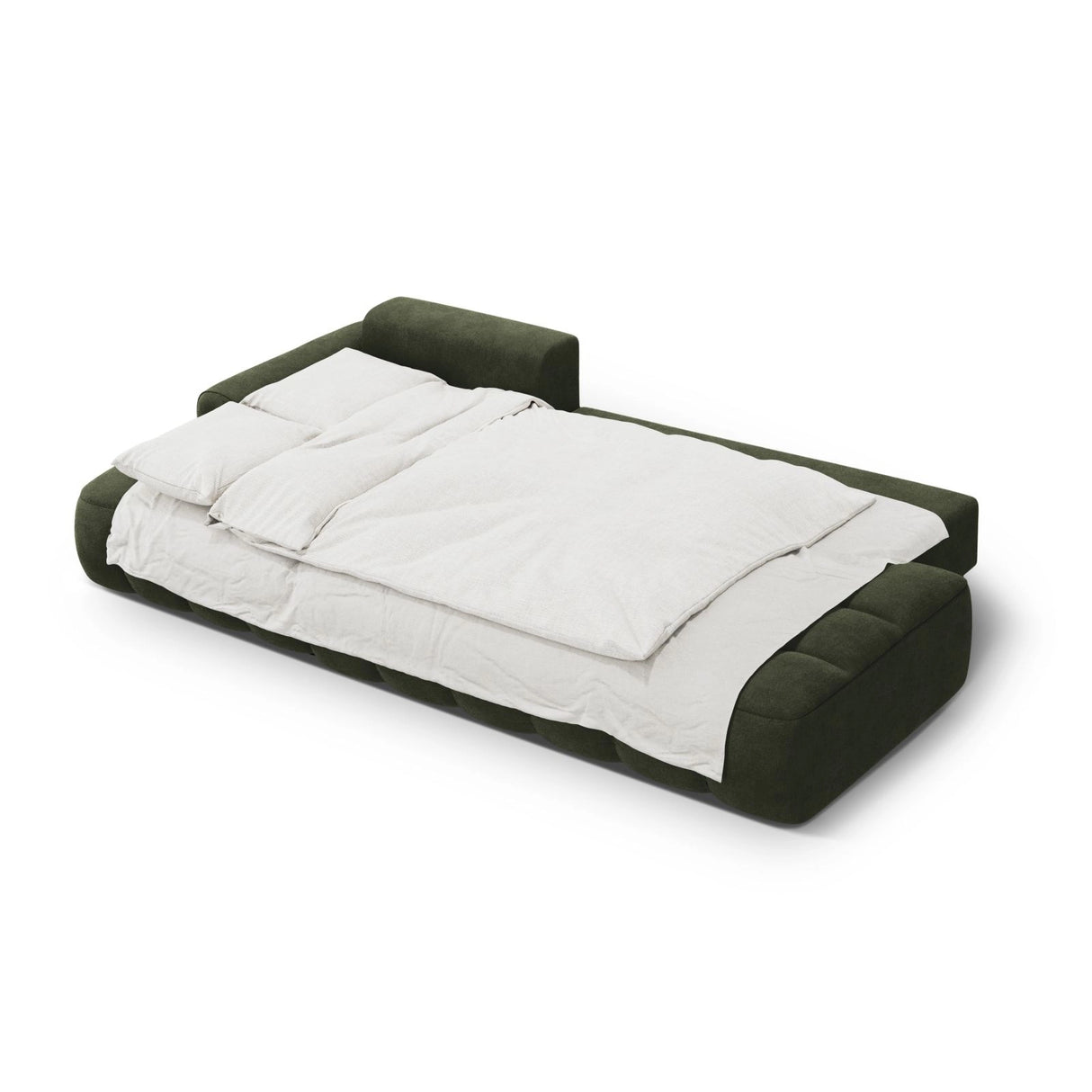 Linz 3-Sitzer Ecksofa mit Schlaffunktion, Linke Seite, aus Samt in Grün (Vogue 11), 275x142 cm von Cosmopolitan Design – Bild 6