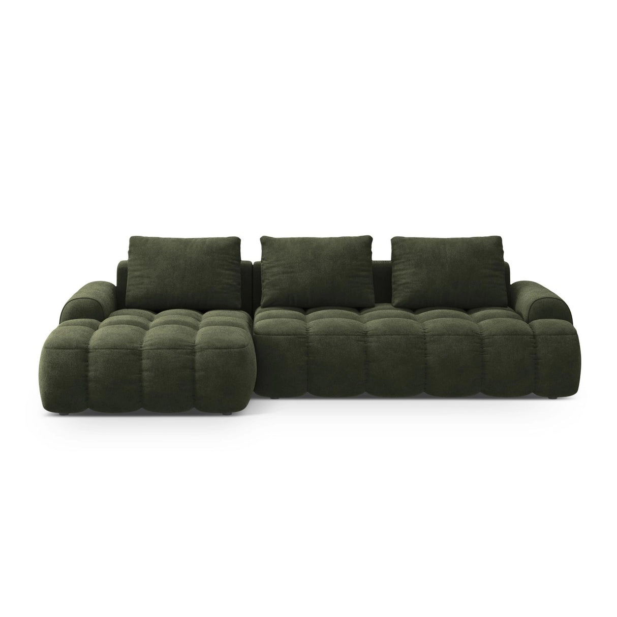 Linz 3-Sitzer Ecksofa mit Schlaffunktion, Linke Seite, aus Samt in Grün (Vogue 11), 275x142 cm von Cosmopolitan Design – Bild 1