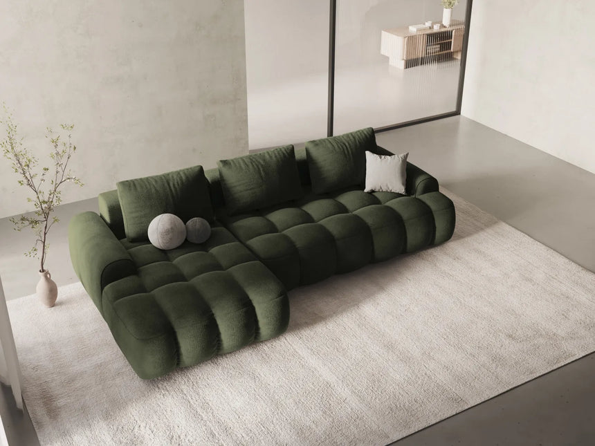 Linz 3-Sitzer Ecksofa mit Schlaffunktion, Linke Seite, aus Samt in Grün (Vogue 11), 275x142 cm von Cosmopolitan Design – Bild 2