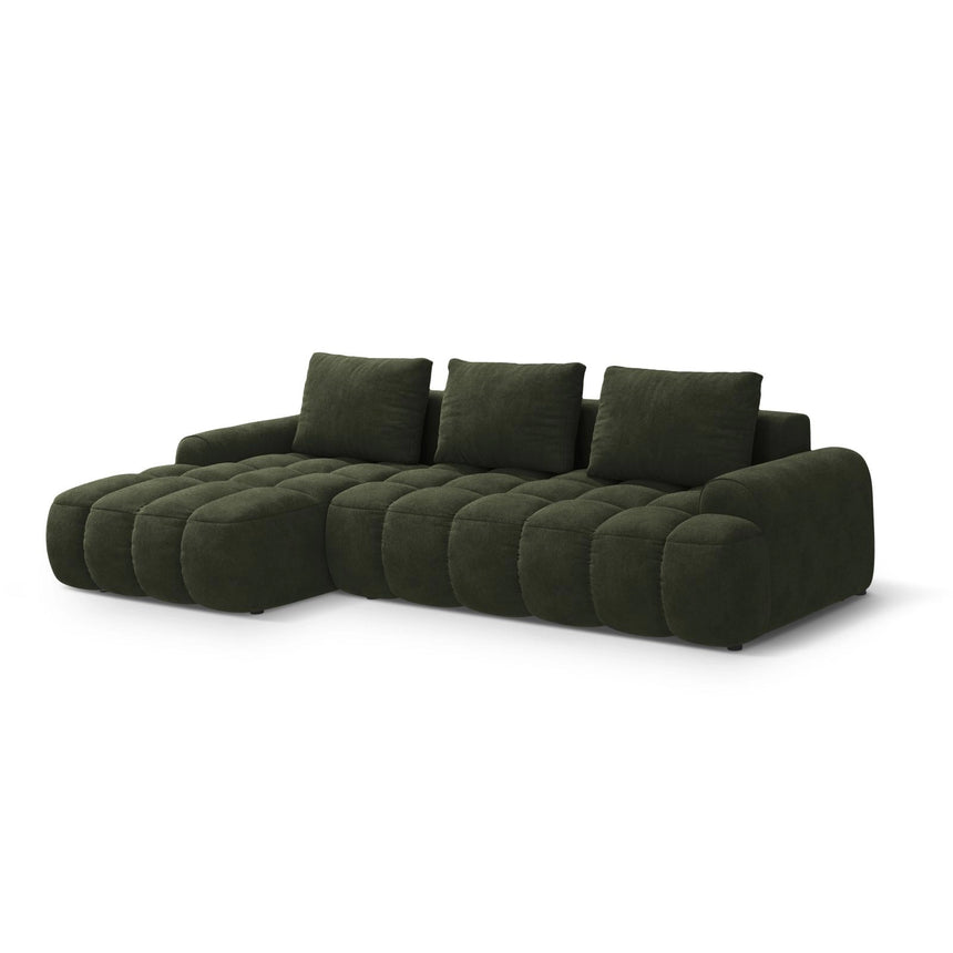 Linz 3-Sitzer Ecksofa mit Schlaffunktion, Linke Seite, aus Samt in Grün (Vogue 11), 275x142 cm von Cosmopolitan Design – Bild 4