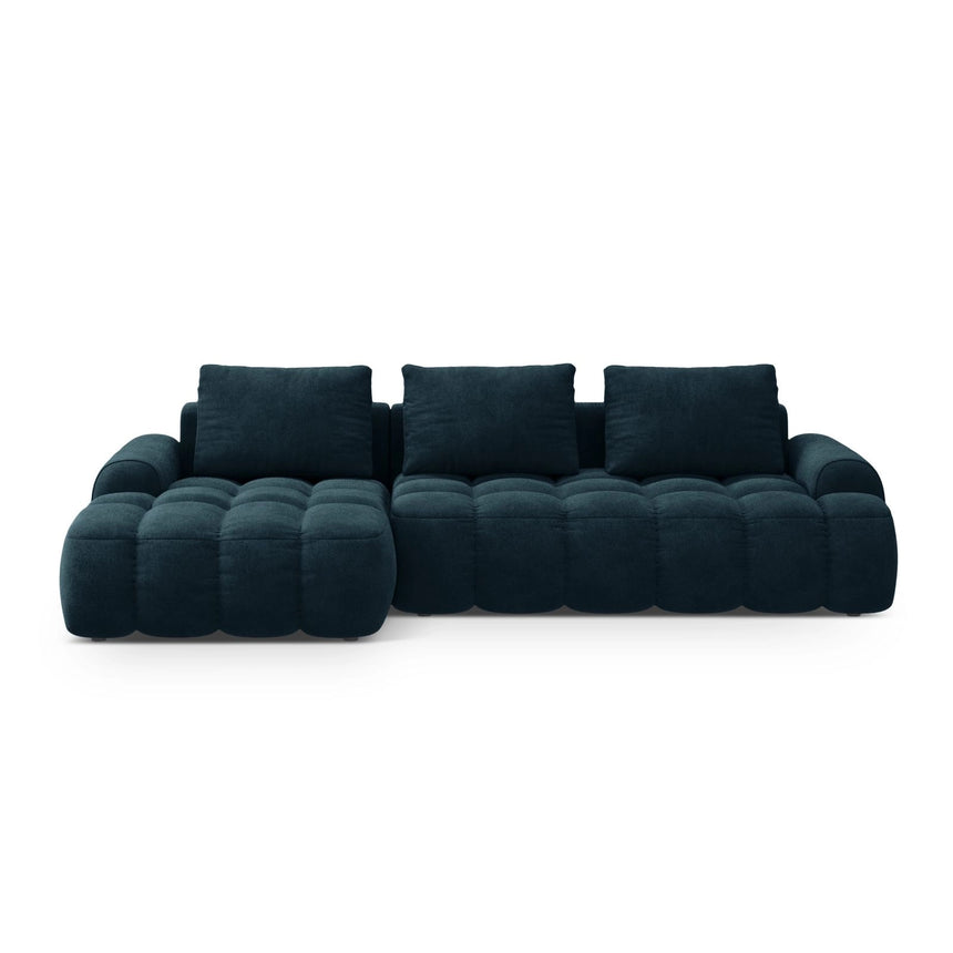 Linz 3-Sitzer Ecksofa mit Schlaffunktion, Linke Seite, aus Samt in Tiefes Petrol (Vogue 13), 275x142 cm von Cosmopolitan Design – Bild 1