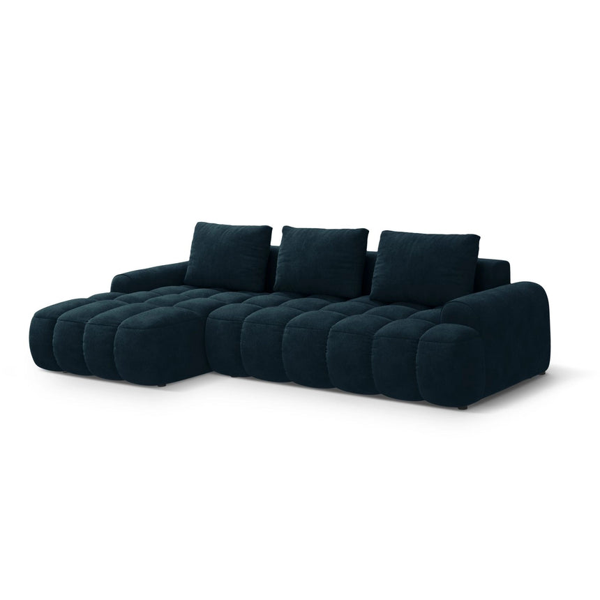 Linz 3-Sitzer Ecksofa mit Schlaffunktion, Linke Seite, aus Samt in Tiefes Petrol (Vogue 13), 275x142 cm von Cosmopolitan Design – Bild 4