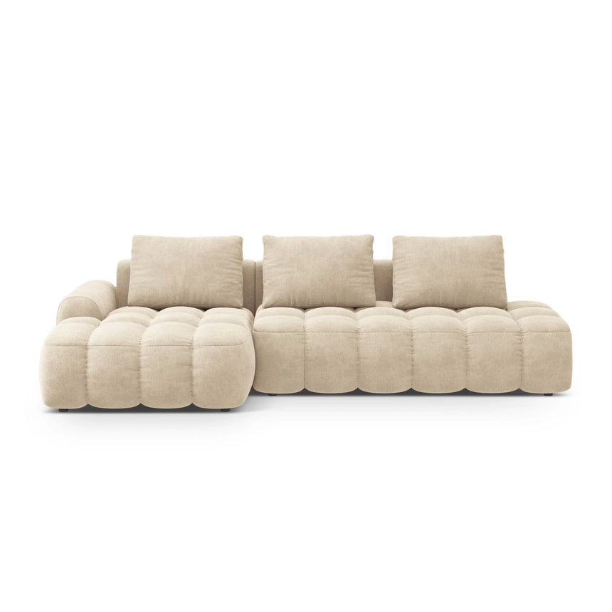 Linz 3-Sitzer Ecksofa mit Schlaffunktion, Linke Seite, aus Samt oder Strukturstoff, 275x142 cm von Cosmopolitan Design – Bild 1