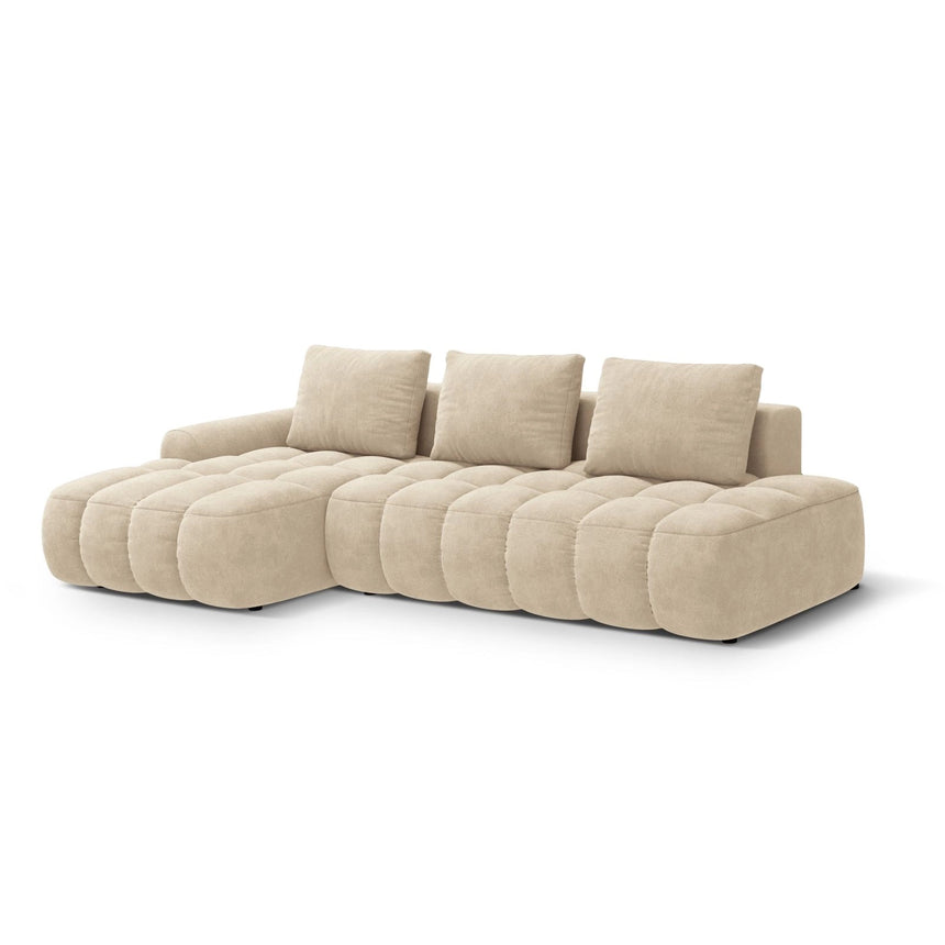 Linz 3-Sitzer Ecksofa mit Schlaffunktion, Linke Seite, aus Samt oder Strukturstoff, 275x142 cm von Cosmopolitan Design – Bild 4