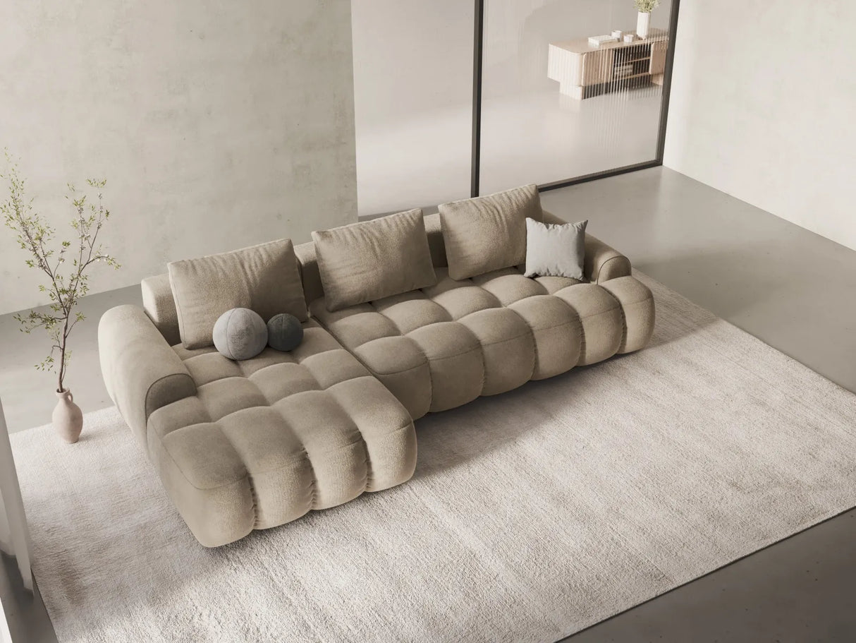 Linz 3-Sitzer Ecksofa mit Schlaffunktion, Linke Seite, aus Samt oder Strukturstoff, 275x142 cm von Cosmopolitan Design – Bild 2