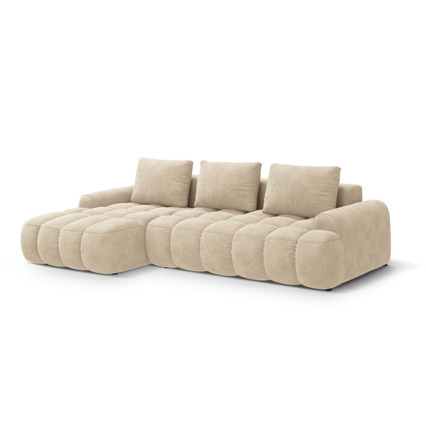 Linz 3-Sitzer Ecksofa mit Schlaffunktion, Linke Seite, aus Samt oder Strukturstoff, 275x142 cm von Cosmopolitan Design – Bild 4