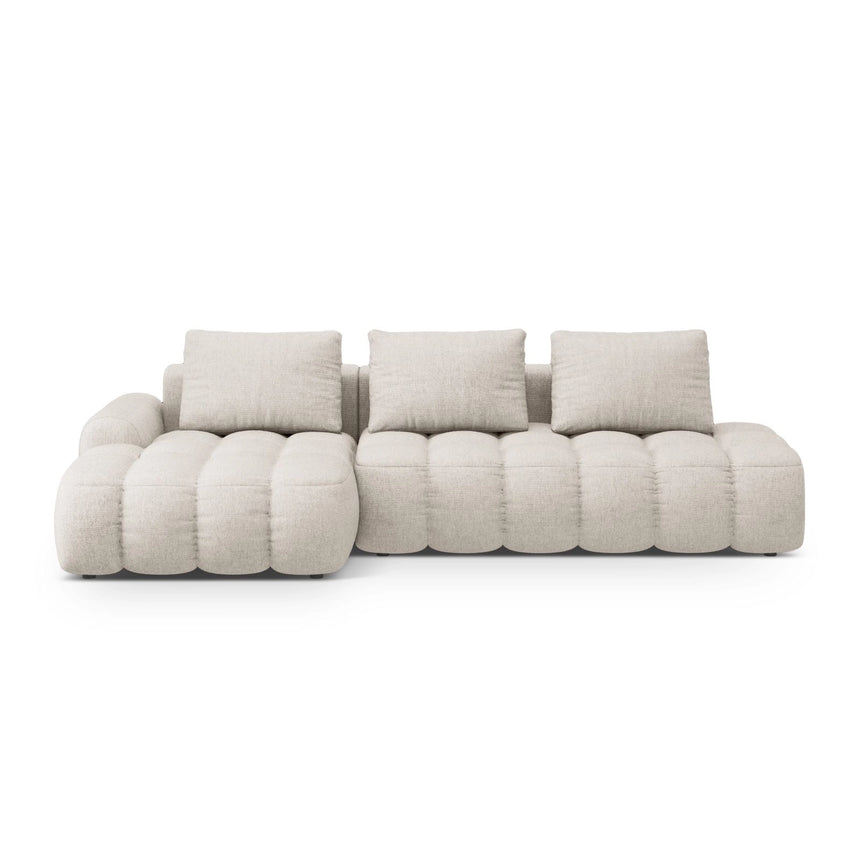 Linz 3-Sitzer Ecksofa mit Schlaffunktion, Linke Seite, aus Strukturierter Stoff in Beige (Sorella 03), 275x142 cm von Cosmopolitan Design – Bild 1