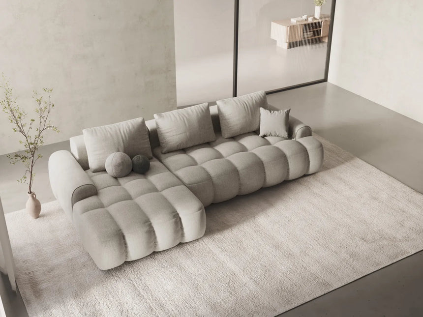 Linz 3-Sitzer Ecksofa mit Schlaffunktion, Linke Seite, aus Strukturierter Stoff in Beige (Sorella 03), 275x142 cm von Cosmopolitan Design – Bild 2