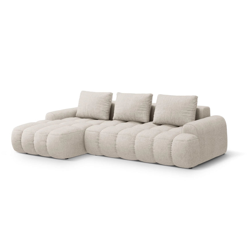 Linz 3-Sitzer Ecksofa mit Schlaffunktion, Linke Seite, aus Strukturierter Stoff in Beige (Sorella 03), 275x142 cm von Cosmopolitan Design – Bild 4