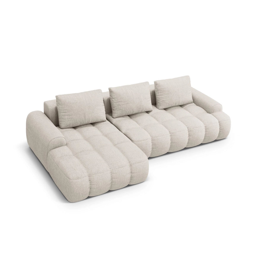 Linz 3-Sitzer Ecksofa mit Schlaffunktion, Linke Seite, aus Strukturierter Stoff in Beige (Sorella 03), 275x142 cm von Cosmopolitan Design – Bild 5