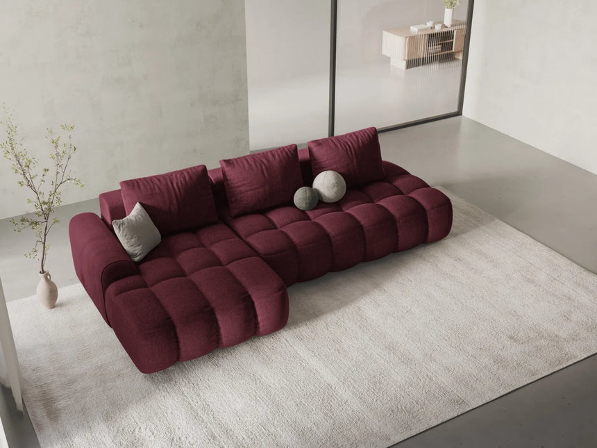 Linz 3-Sitzer Ecksofa mit Schlaffunktion, Linke Seite, aus Strukturierter Stoff in Burgund (Sorella 59), 275x142 cm von Cosmopolitan Design – Bild 2