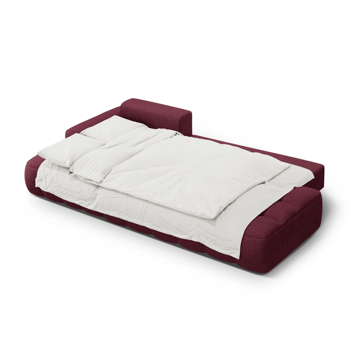 Linz 3-Sitzer Ecksofa mit Schlaffunktion, Linke Seite, aus Strukturierter Stoff in Burgund (Sorella 59), 275x142 cm von Cosmopolitan Design – Bild 6