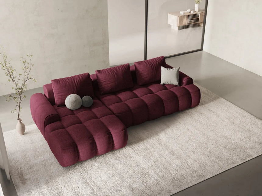 Linz 3-Sitzer Ecksofa mit Schlaffunktion, Linke Seite, aus Strukturierter Stoff in Burgund (Sorella 59), 275x142 cm von Cosmopolitan Design – Bild 2